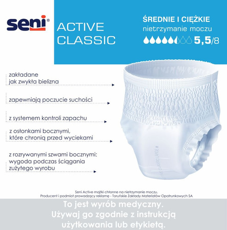 Majtki chłonne Seni Active Classic zakładane jak bielizna S 30 szt