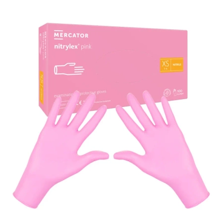 Rękawiczki nitrylowe XS różowe Mercator Nitrylex Pink 100sztuk