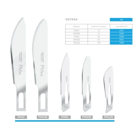 Ostrze chirurgiczne sekcyjne PM60B 50szt stal węglowa Swann-Morton