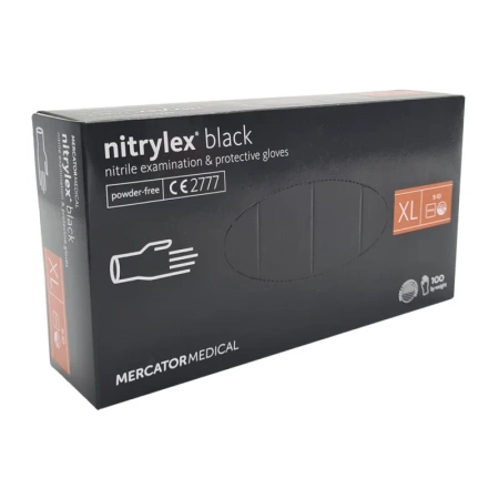 Rękawiczki nitrylowe XL czarne Mercator Nitrylex Black 100sztuk karton 10op