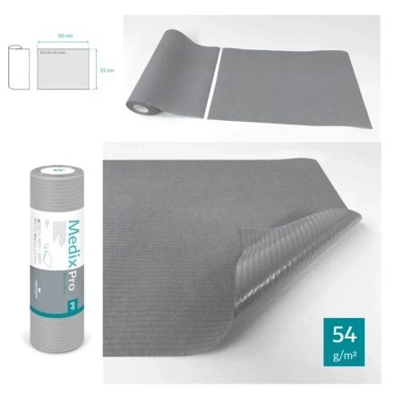 Podkład higieniczny na rolce 33cm x 50cm szary podfoliowany 54g MedixPro 600szt