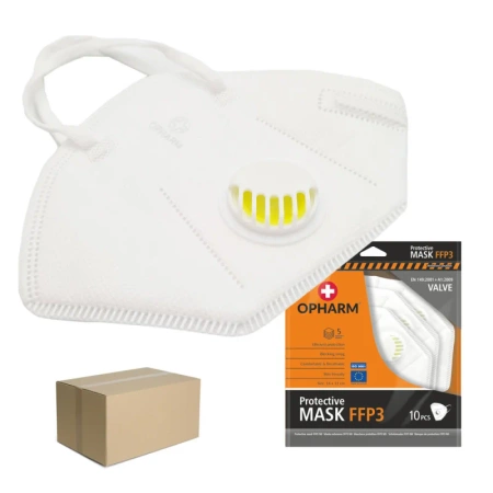 Maska ochronna FFP3 z zaworem oddechowym 5-warstw biała 10 szt x 24op