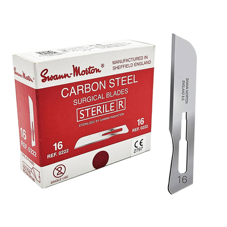 Ostrze chirurgiczne 16 sterylne 100szt stal węglowa Swann-Morton