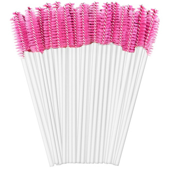 Szczoteczka spiralka do rzęs i brwi, Clavier 50 szt. - biało-różowa