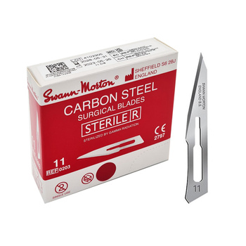 Ostrze chirurgiczne 11 sterylne 100szt stal węglowa Swann-Morton