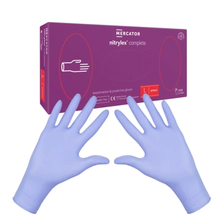 Rękawiczki nitrylowe L fioletowe Mercator Nitrylex Complete 100sztuk