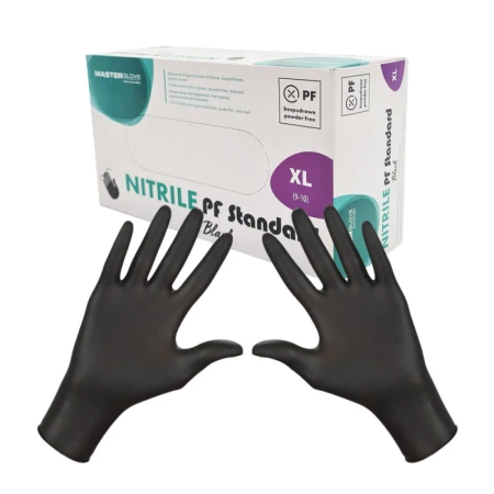 Rękawiczki nitrylowe czarne XL Master Glove Nitrile PF Standard Black 100szt