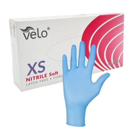 Rękawiczki nitrylowe XS niebieskie Velo 100sztuk