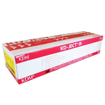 Strzykawka 5ml luer lock trzyczęściowa KD-JECT III 100szt