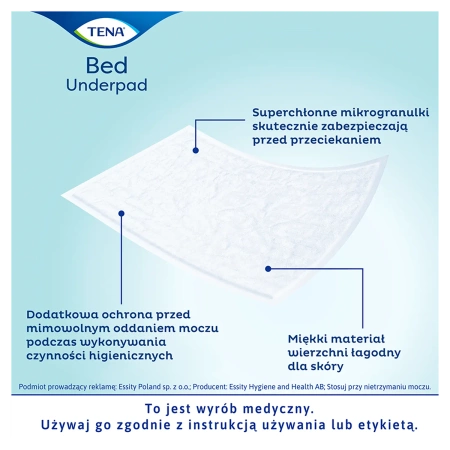 Podkład chłonny na łóżko 90cm x 60cm Tena Bed Normal 30 sztuk