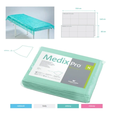 Prześcieradło jednorazowe 80cm x 210cm zielone 20g MedixPro 10szt