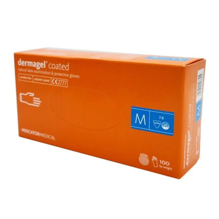 Rękawiczki lateksowe M Mercator Dermagel Coated 100szt karton 10op