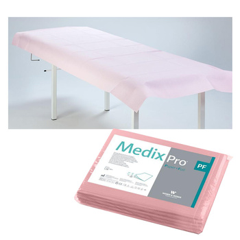 Prześcieradło jednorazowe 77cm x 210cm różowe podfoliowane 54g MedixPro 5szt
