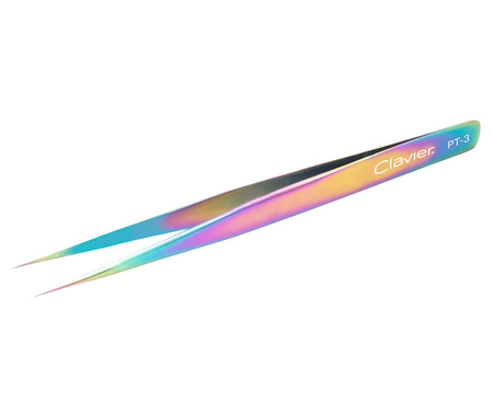 Pęseta do Rzęs Prosta Clavier - Tęczowa-PT3