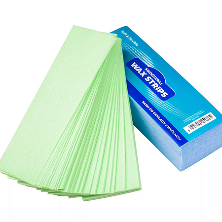 Paski do depilacji woskiem z włókniny zielono-niebieskie 200 szt.