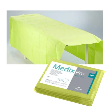 Prześcieradło jednorazowe 150cm x 210cm limonkowe podfoliowane 54g MedixPro 5szt