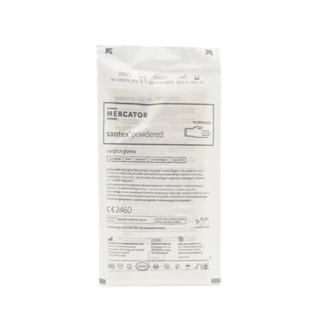 Rękawiczki chirurgiczne lateksowe sterylne 8.0 bezpudrowe Mercator Santex Powder-Free 1 para