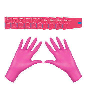 Rękawiczki nitrylowe M różowe Mercator Nitrylex Magenta 100sztuk karton 10op