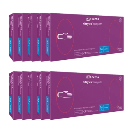 Rękawiczki nitrylowe M fioletowe Mercator Nitrylex Complete 100sztuk karton 10op