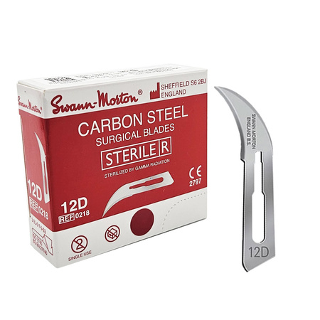 Ostrze chirurgiczne 12D sterylne 100szt stal węglowa Swann-Morton