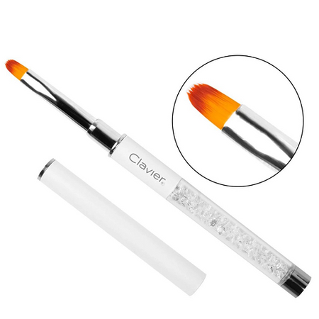 Pędzelek Do Żelu z Cyrkoniami , do paznokci, manicure #4 KRYSZTAŁKI - Perłowy