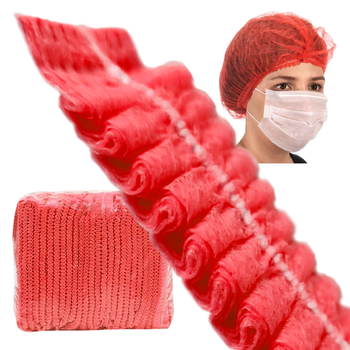 Czepek jednorazowy czerwony clip flizelina 12g 100szt