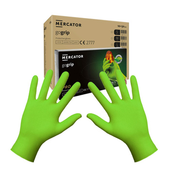 Rękawiczki nitrylowe XL zielone Mercator Gogrip green 50szt karton 10op