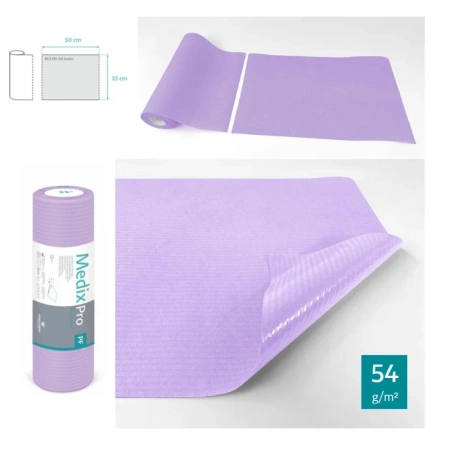 Podkład higieniczny na rolce 33cm x 50cm fioletowy podfoliowany 54g MedixPro 600szt