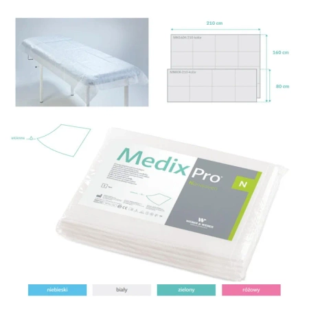 Prześcieradło jednorazowe 80cm x 210cm białe 20g MedixPro 10szt