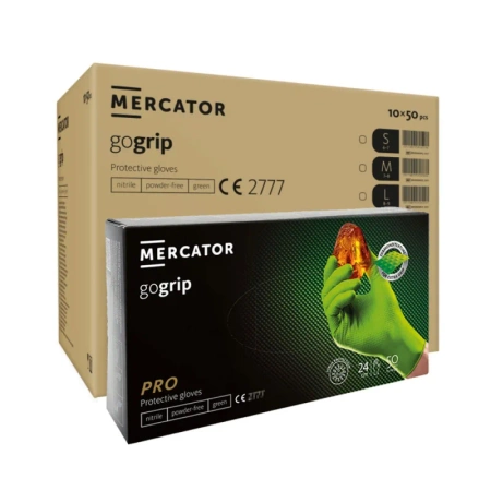 Rękawiczki nitrylowe L zielone Mercator Gogrip green 50szt karton 10op