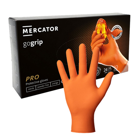 Rękawiczki nitrylowe XXL pomarańczowe Mercator Gogrip 50szt