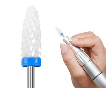 Ceramiczny frez stożkowy M w kolorze niebieskim - średni, do precyzyjnego frezowania i szlifowania w różnych zastosowaniach przemysłowych.
