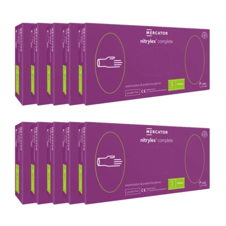 Rękawiczki nitrylowe S fioletowe Mercator Nitrylex Complete 100sztuk karton 10op