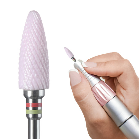 Frez ceramiczny różowy TIRCH CYLINDER XF - bardzo delikatny (czerwono/żółty)