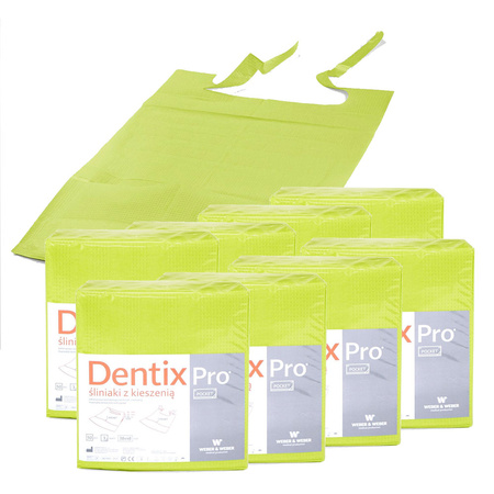 Śliniak dentystyczny z kieszonką 39cm x 48cm limonkowy podfoliowany 54g DentixPro 400szt