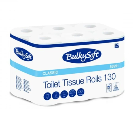 Mini papier toaletowy 14,3m biały 2 warstwy Bulkysoft Classic 12 rolek