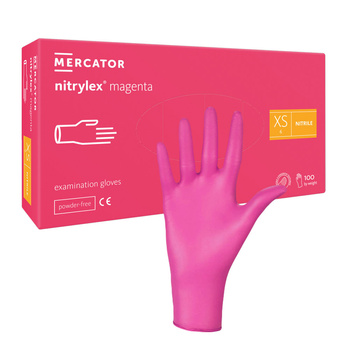 Rękawiczki nitrylowe XS różowe Mercator Nitrylex Magenta 100sztuk
