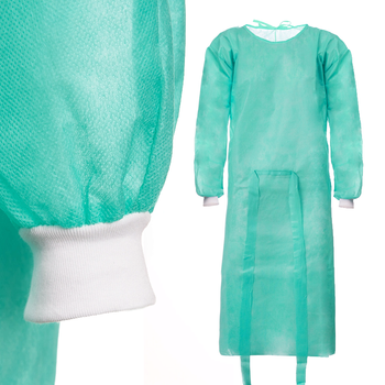 Fartuch jednorazowy zielony M z mankietem (flizelina 24g) 10szt