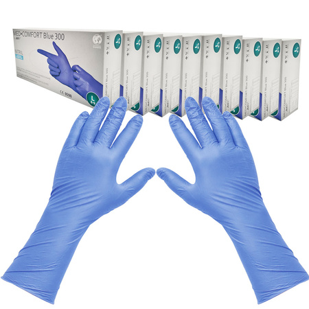 Rękawiczki nitrylowe L niebieskie Ampri Blue 300 100sztuk karton 10op