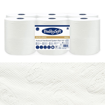 Ręcznik papierowy bardzo chłonny do systemu autocut 150m biały 3 warstwy w roli Bulkysoft Membrane Plus 6 rolek