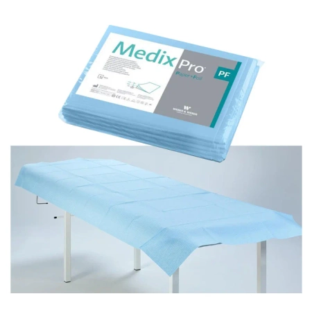 Prześcieradło jednorazowe 77cm x 210cm niebieskie podfoliowane 54g MedixPro 5szt