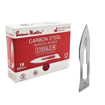 Ostrze chirurgiczne 18 sterylne 100szt stal węglowa Swann-Morton