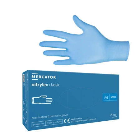 Rękawiczki nitrylowe M niebieskie Mercator Nitrylex Classic 100sztuk