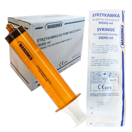 Strzykawka do pompy infuzyjnej 50ml bursztynowa Margomed 85szt