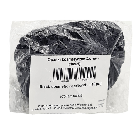 Opaska kosmetyczna do włosów czarna 10szt