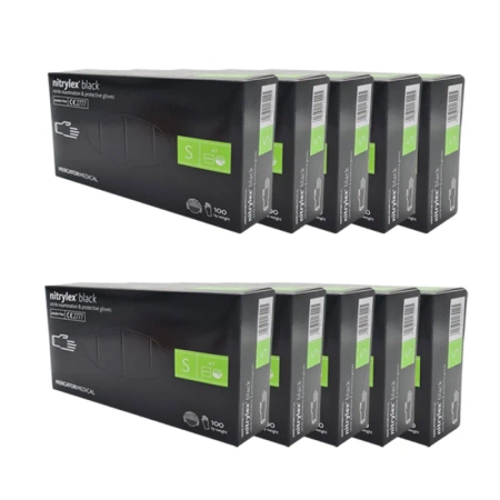 Rękawiczki nitrylowe S czarne Mercator Nitrylex Black 100sztuk karton 10op