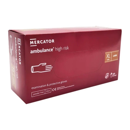 Rękawiczki lateksowe XL niebieskie Mercator Ambulance High Risk 50szt