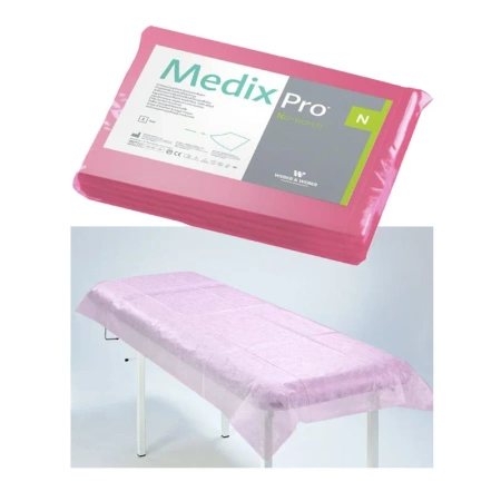 Prześcieradło jednorazowe 80cm x 210cm różowe 20g MedixPro 10szt