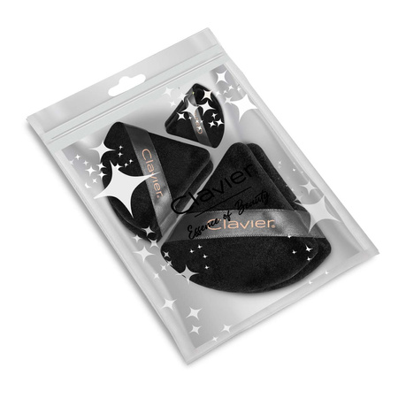 Puszek trójkątny do pudru Clavier, czarny mix 6szt.