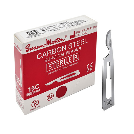 Ostrze chirurgiczne 15C sterylne 100szt stal węglowa Swann-Morton